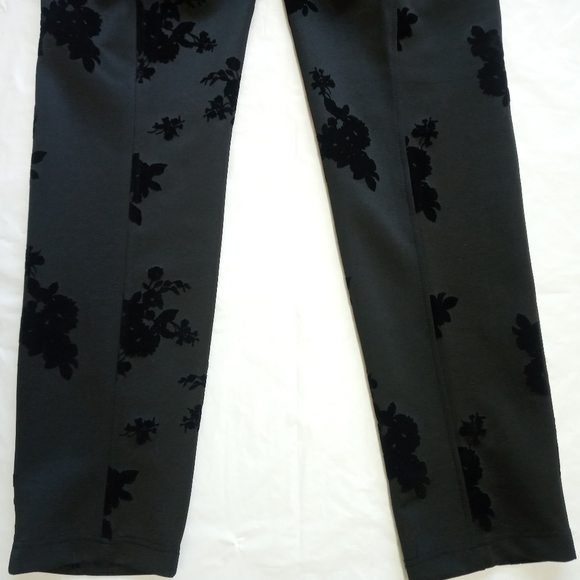 Black Velvet Floral Retrology Mid High Rise Pants - Picture 7 of 9